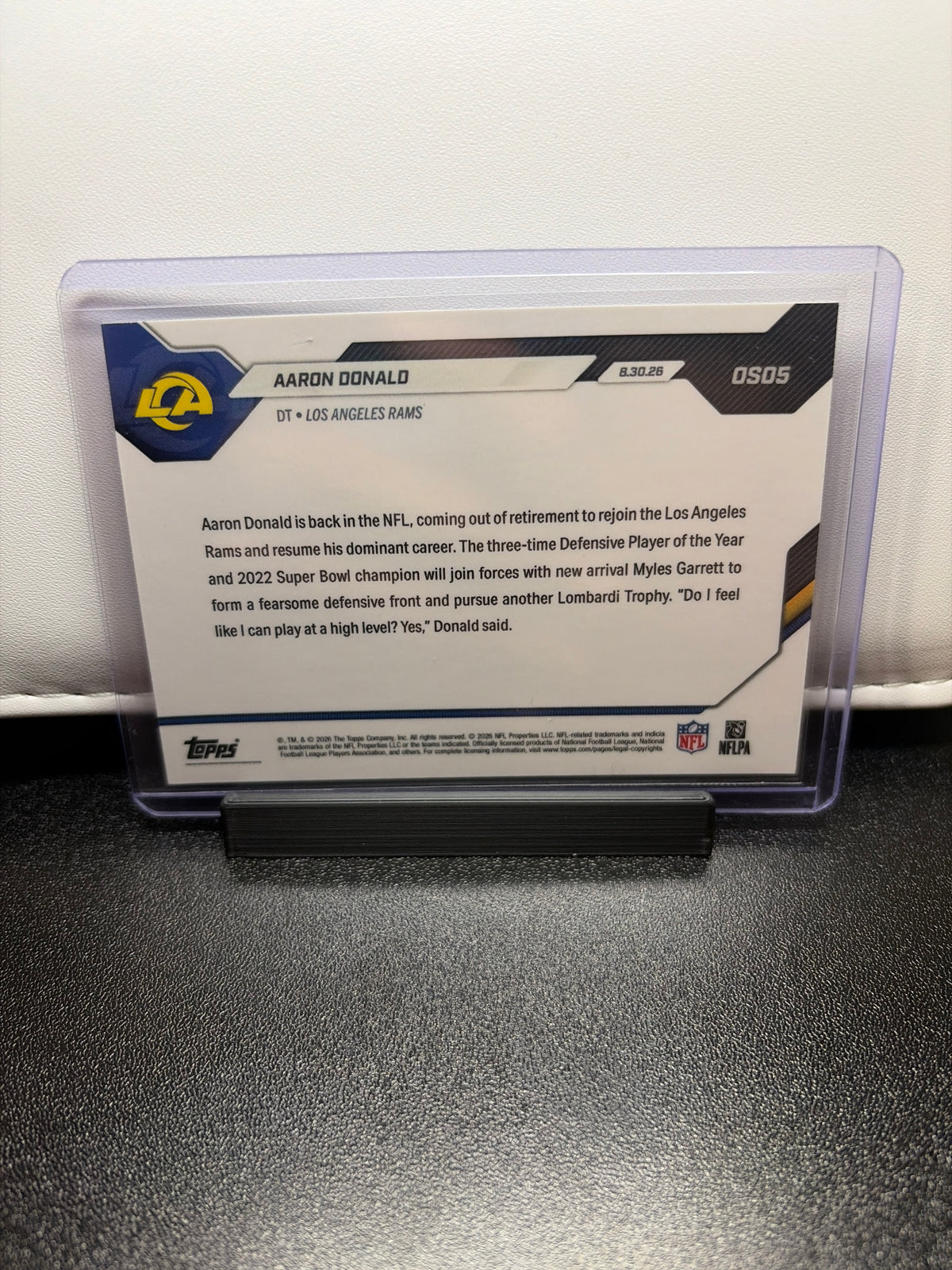 Topps Now Los Angeles Rams Aaron Donald Returns to Rams for 2026-27 Season