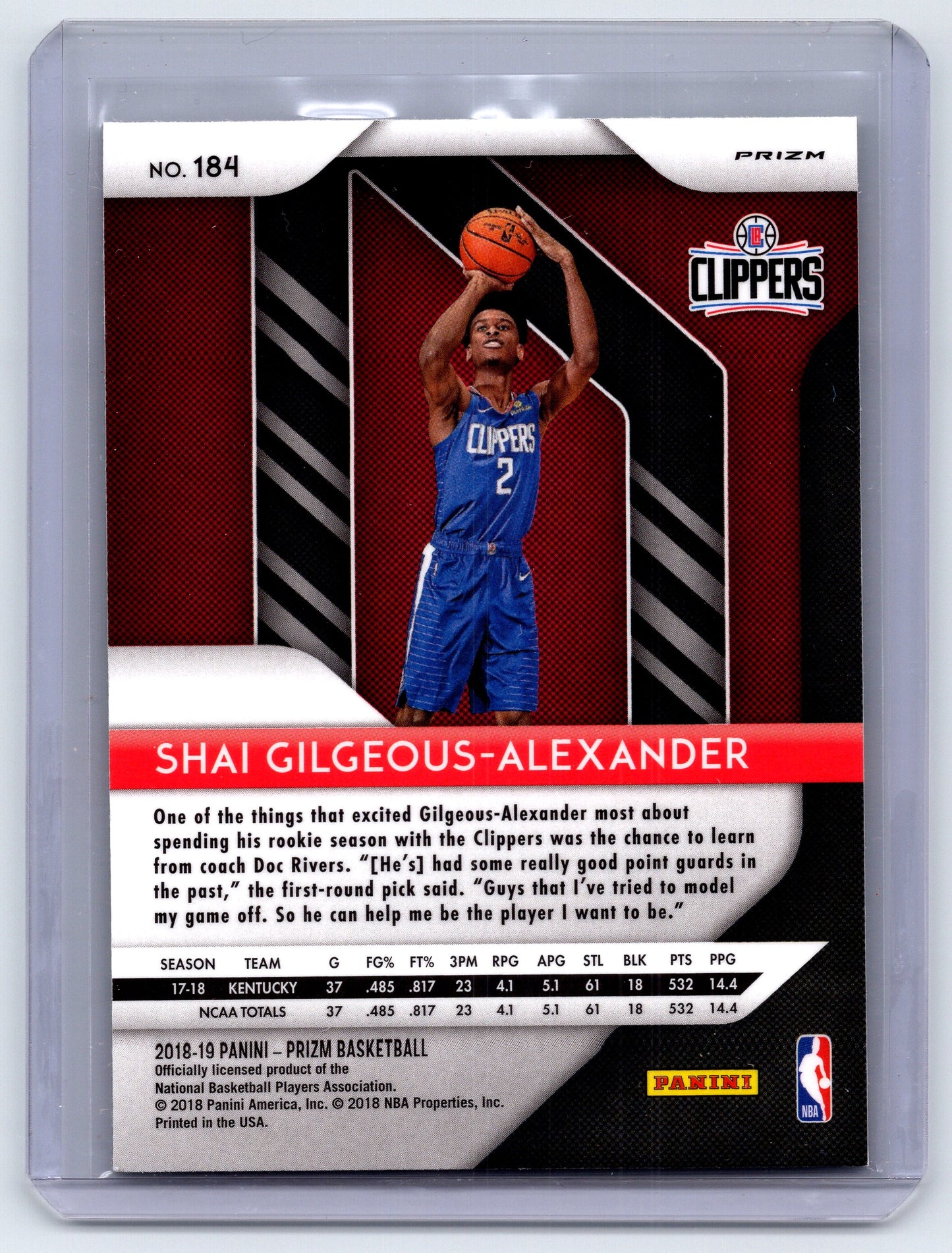 2018-19 Panini Prizm #184 Shai Gilgeous-Alexander Prizms Green
