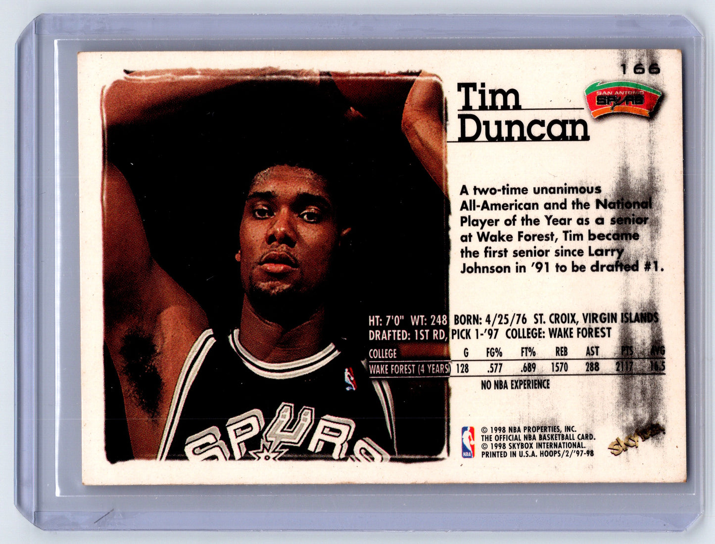 1997-98 Hoops #166 Tim Duncan