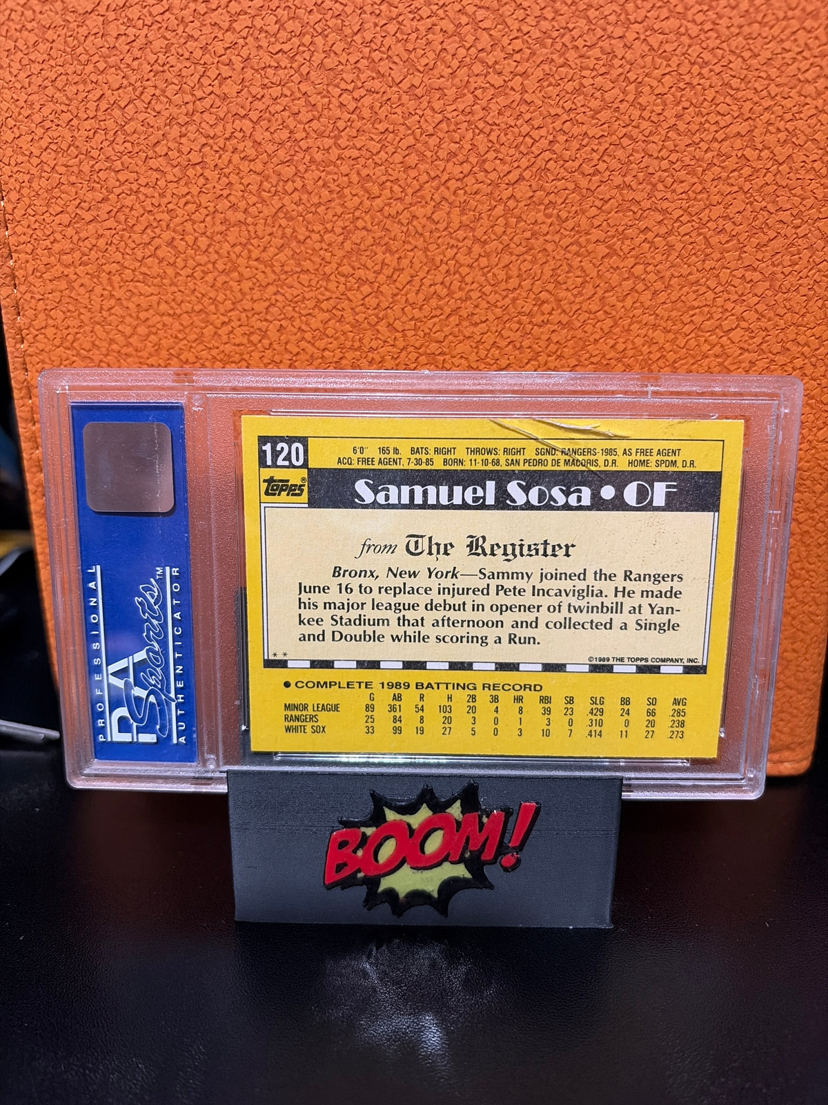 1989 Topps M. L. Debut Sammy Sosa PSA 8