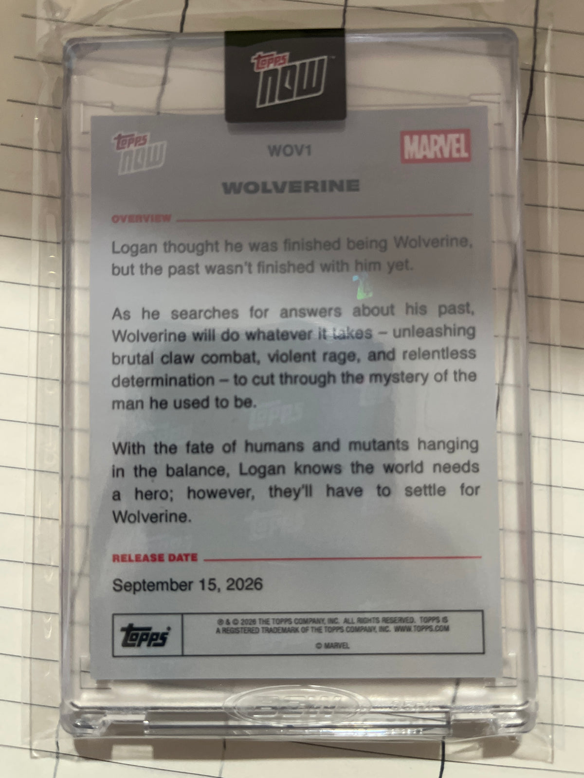 Topps Now Wolverine Marvel 9.15.26