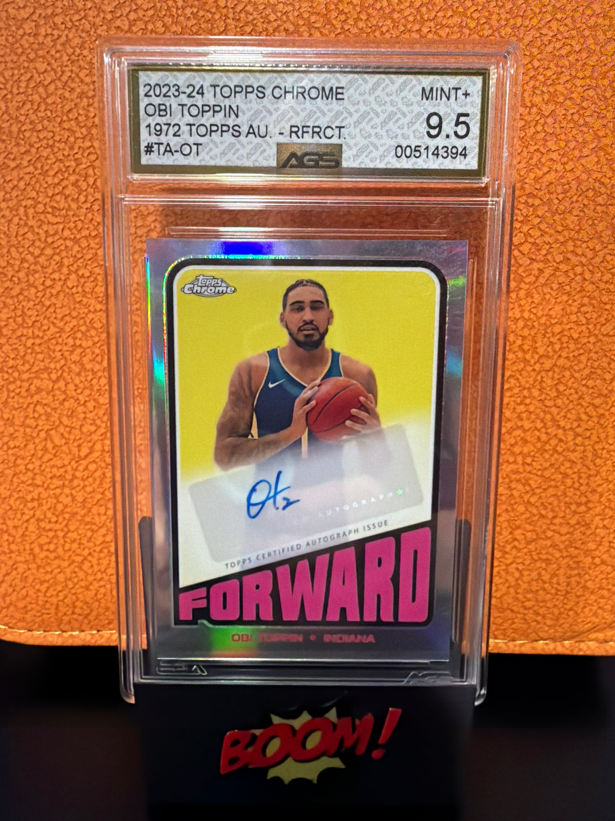 2023-24 Topps Chrome Obi Toppin 1972 Topps AU Rfrct. Certified Autograph AGS 9.5