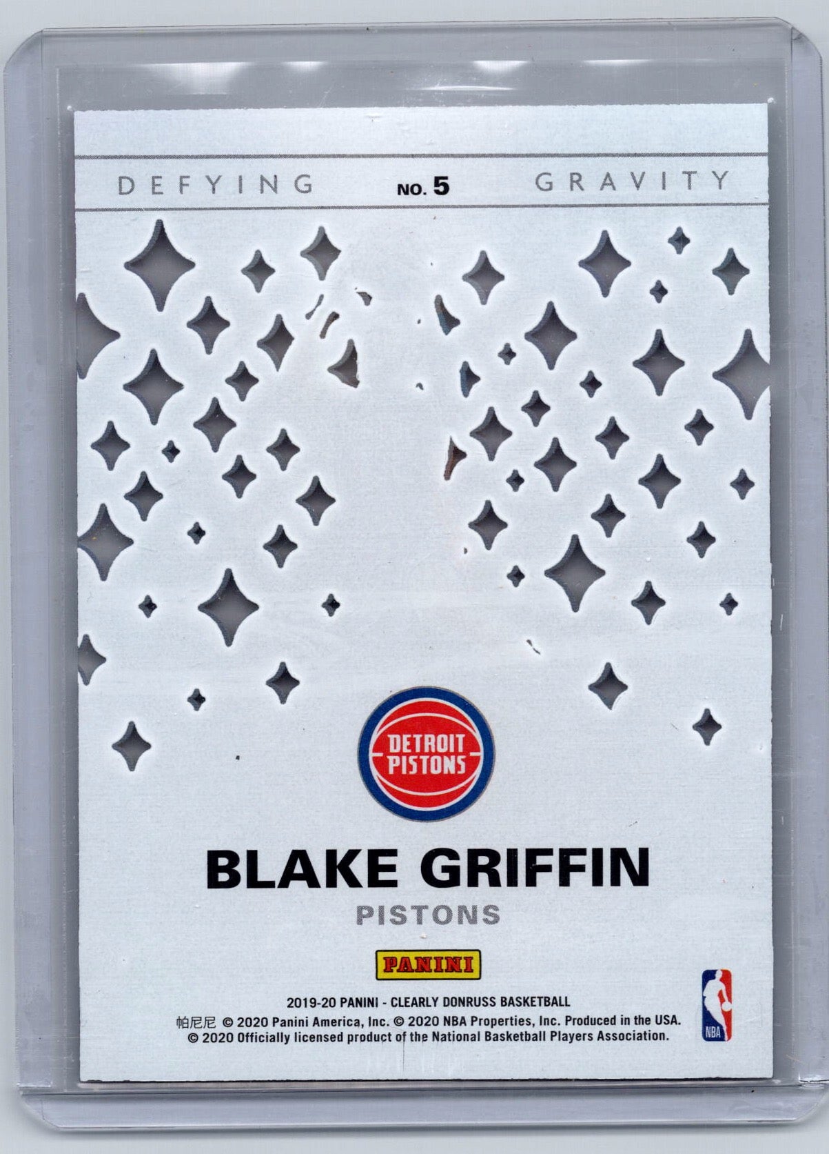 2019-20 Clearly Donruss #5 Blake Griffin Defying Gravity