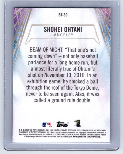 2018 Stadium Club #BT-SO Shohei Ohtani Beam Team