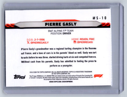 2024 Topps Paddock Pass Formula 1 #WS-10 Pierre Gasly World Stage