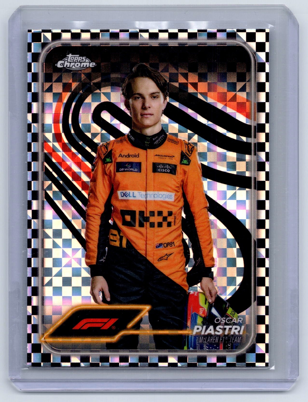 2024 Topps Chrome Formula 1 #8 Oscar Piastri Checker Flag Refractors