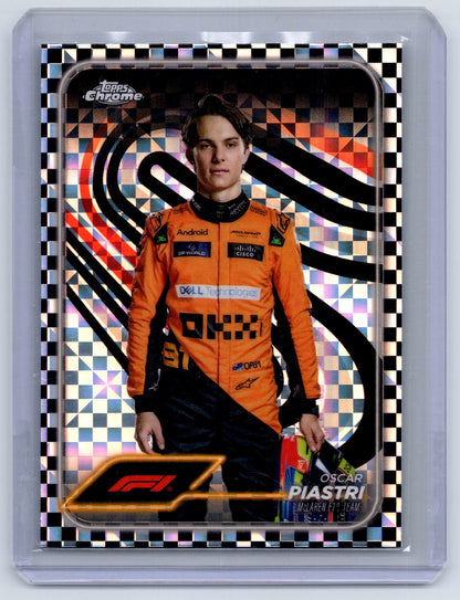2024 Topps Chrome Formula 1 #8 Oscar Piastri Checker Flag Refractors