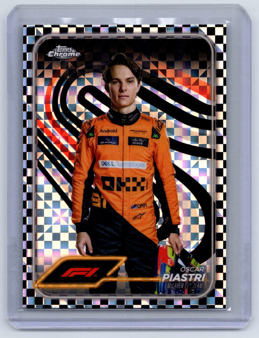 2024 Topps Chrome Formula 1 #8 Oscar Piastri Checker Flag Refractors