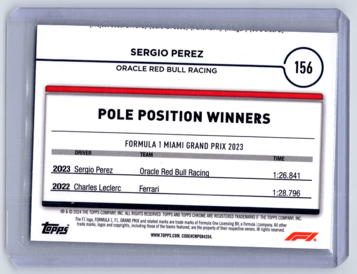 2024 Topps Chrome Formula 1 #156 Sergio Perez Mini Diamond Refractors #/299