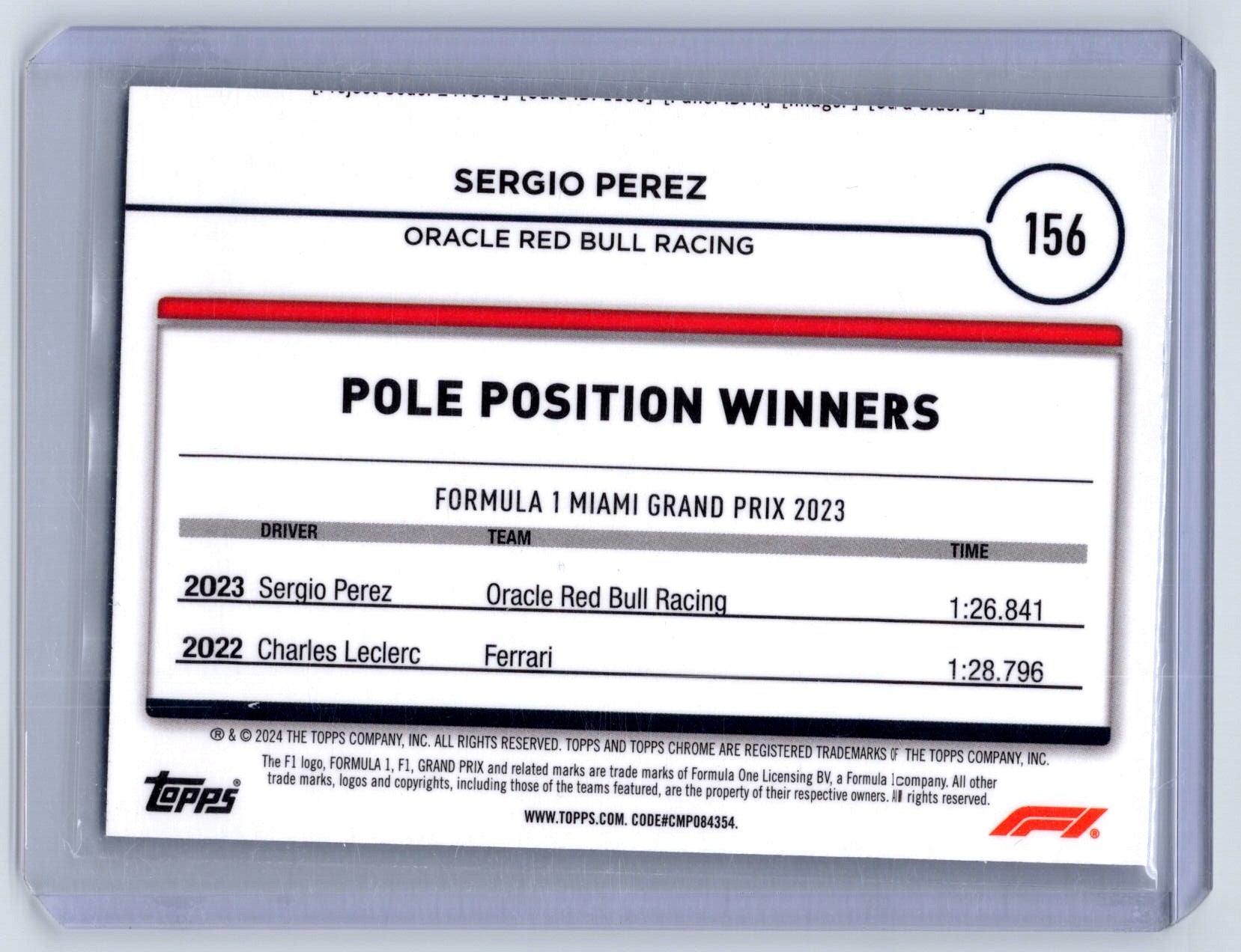 2024 Topps Chrome Formula 1 #156 Sergio Perez Mini Diamond Refractors #/299