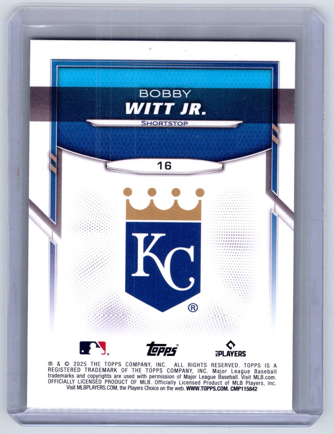 2025 Topps Lids x Mitchell & Ness #16 Bobby Witt Jr. Gold Foil #/50