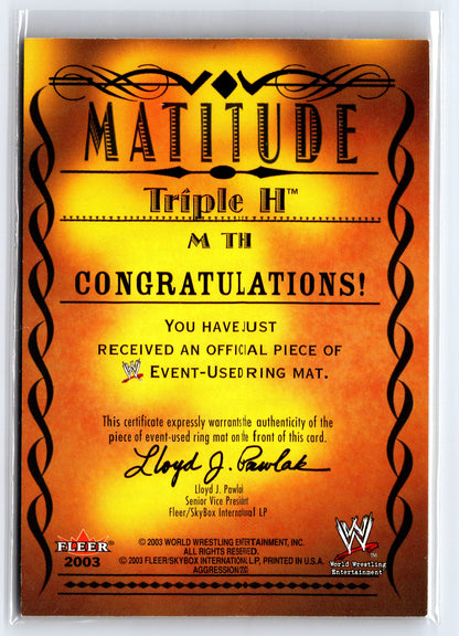 2003 Fleer WWE Aggression #M TH Triple H Matitude Event Used