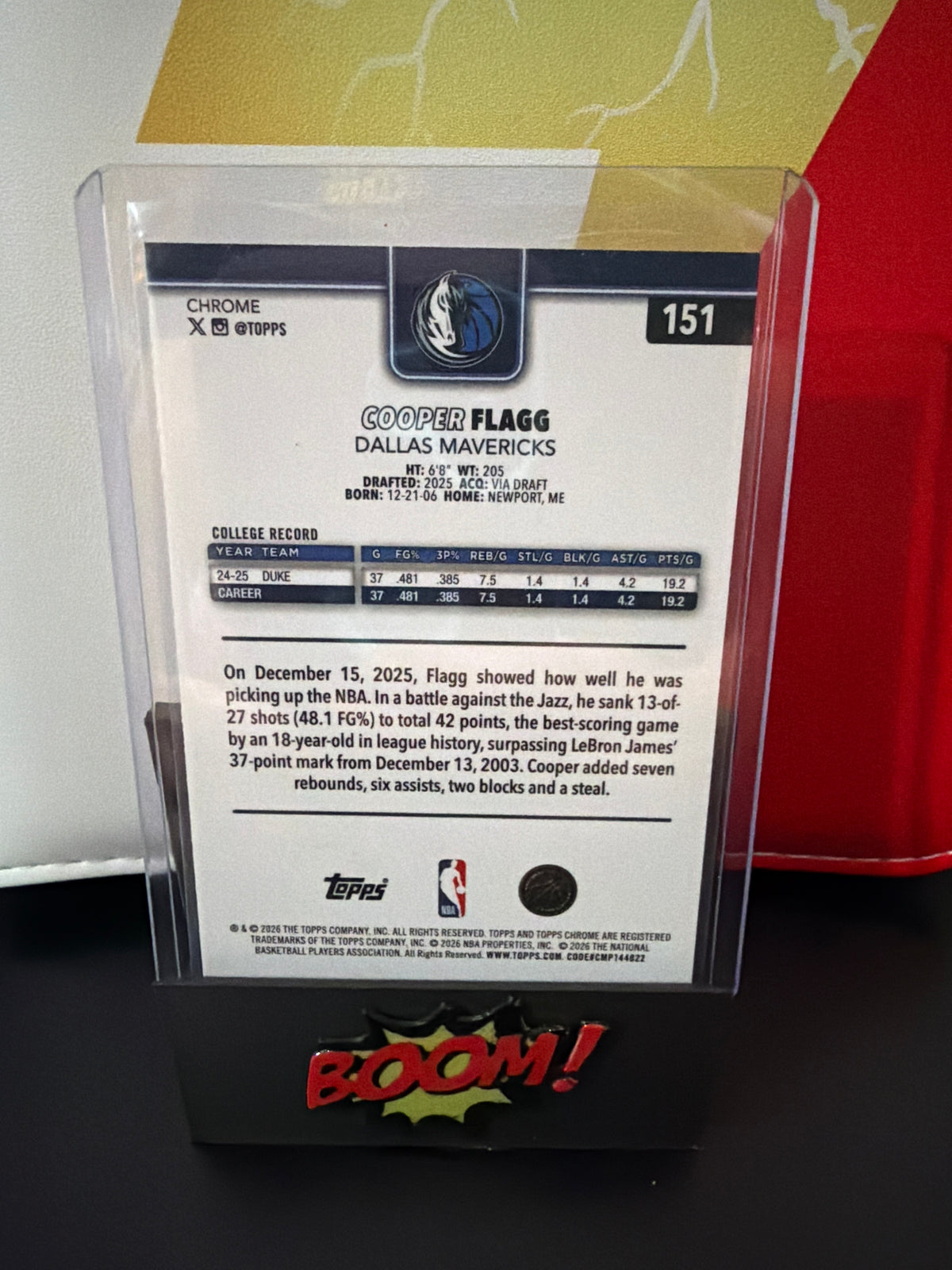 Topps Chrome Cooper Flagg Dallas Mavericks