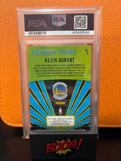 2018 Panini Donruss Optic Kevin Durant Fantasy Stars Golden State Warriors PSA 10