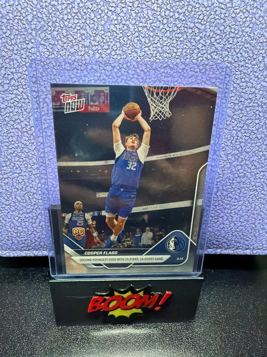 Topps Now Cooper Flagg Second Youngest Ever with 25-Point, 10- Assist Game Dallas Mavericks